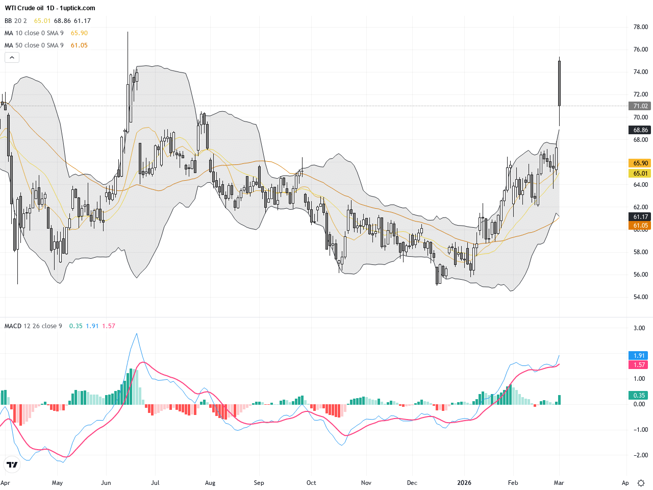 WTI原油：地緣政治推升價格，技術圖形顯示強烈反彈動能